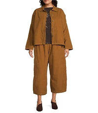 Bryn Walker Plus Joan Cotton Corduroy Point Collar Long Sleeve Button Front Jacket