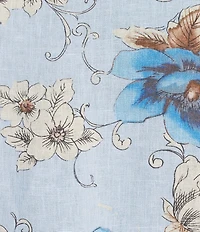 Bryn Walker Plus Lucinda Magnolia Print Linen Round Neck 3/4 Sleeve Shirt