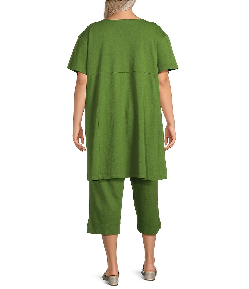Bryn Walker Plus Mara Cotton Jersey Round Neck Short Sleeve Tunic