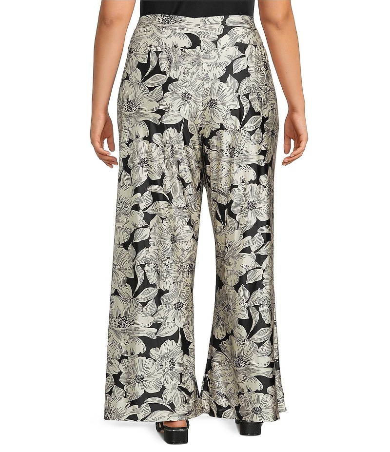 Bryn Walker Plus Osca Biachi Neri Knit Flat Front Wide Leg Pull-On Pants