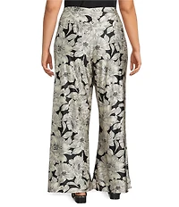 Bryn Walker Plus Osca Biachi Neri Knit Flat Front Wide Leg Pull-On Pants