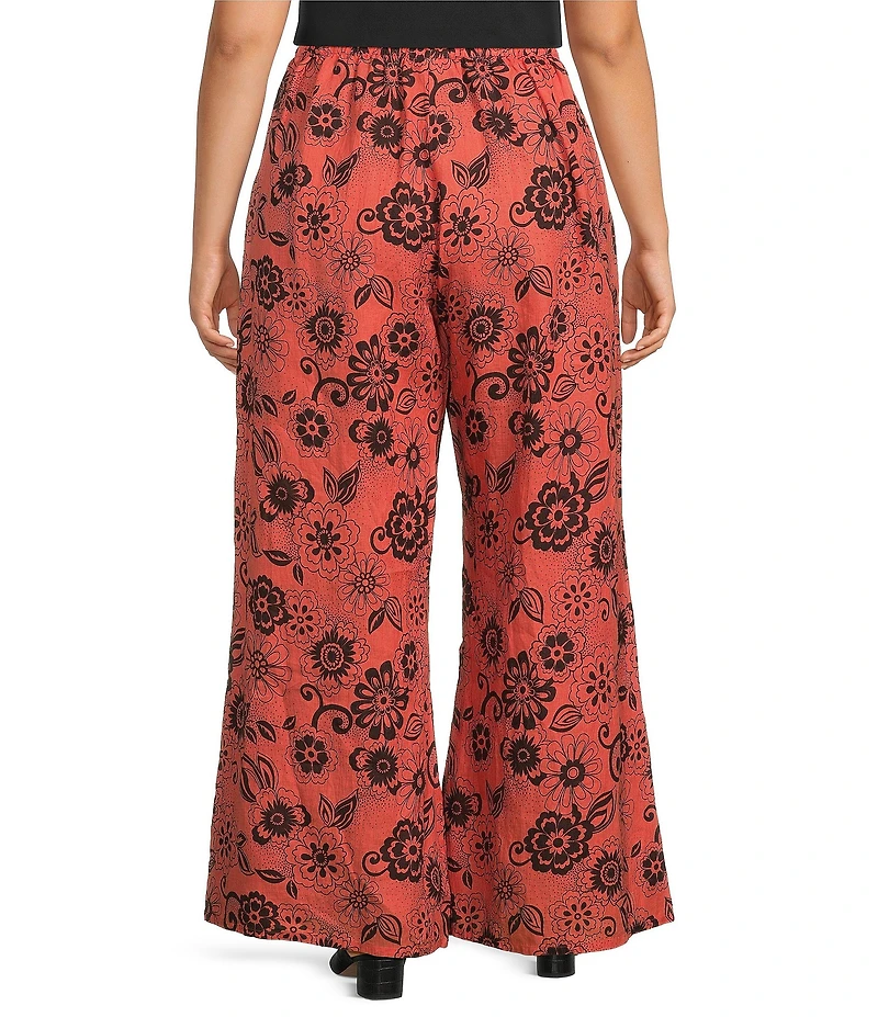 Bryn Walker Plus Osca Floret Print Elastic Waist Wide Leg Pull-On Pants