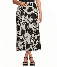 Bryn Walker Plus Printed A-Line Bias Skirt