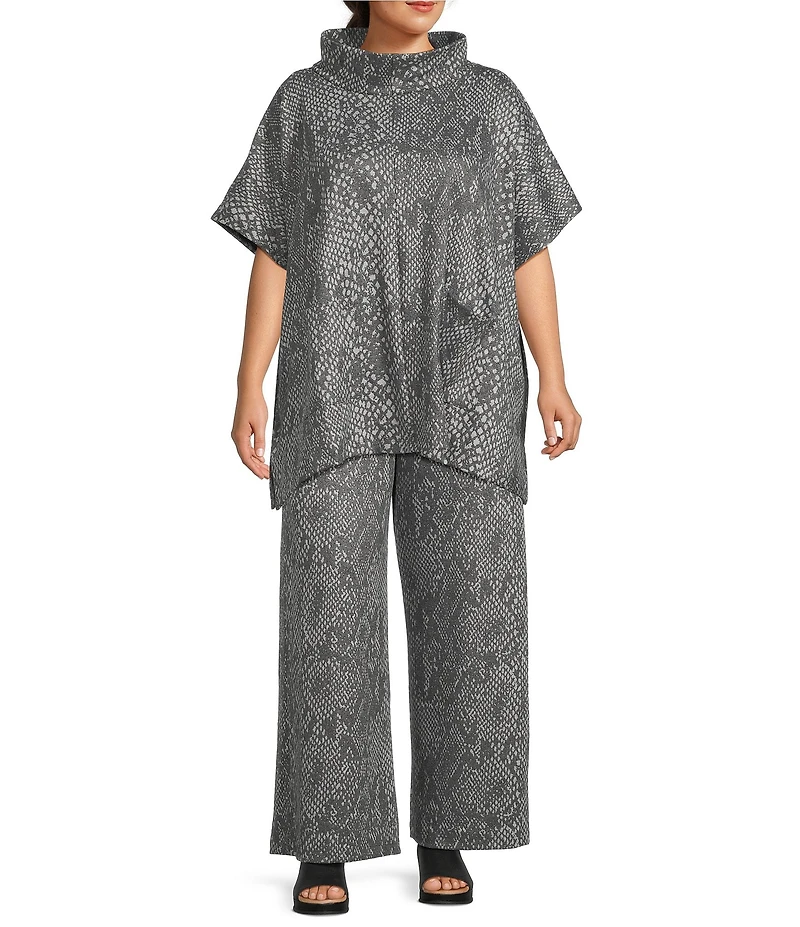 Bryn Walker Plus Serpent Recycled Knit Elastic Waist Wide Leg Palazzo Pants