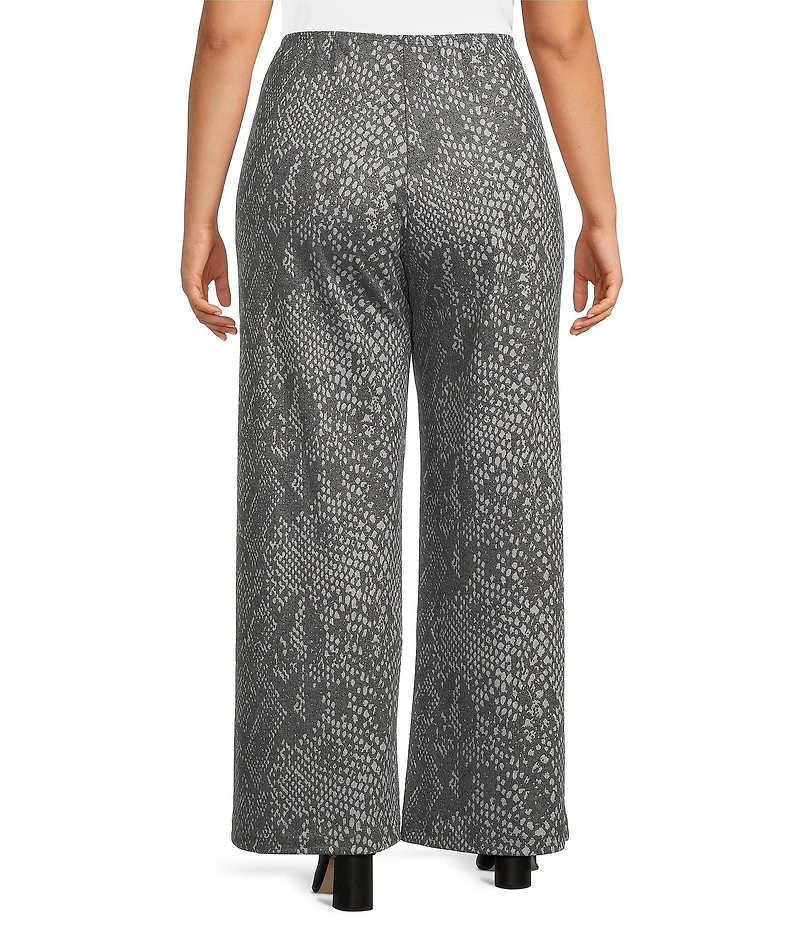 Bryn Walker Plus Serpent Recycled Knit Elastic Waist Wide Leg Palazzo Pants
