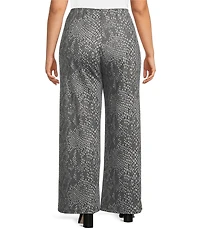 Bryn Walker Plus Serpent Recycled Knit Elastic Waist Wide Leg Palazzo Pants