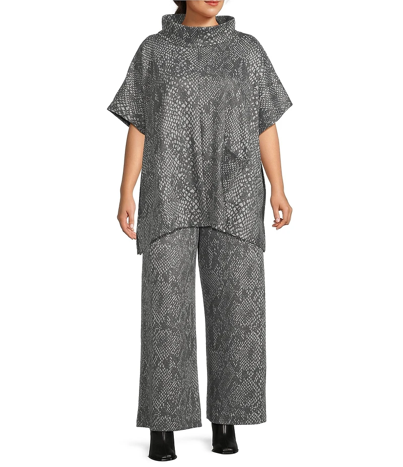 Bryn Walker Plus Serpent Recycled Knit Elastic Waist Wide Leg Palazzo Pants