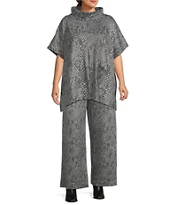 Bryn Walker Plus Serpent Recycled Knit Elastic Waist Wide Leg Palazzo Pants