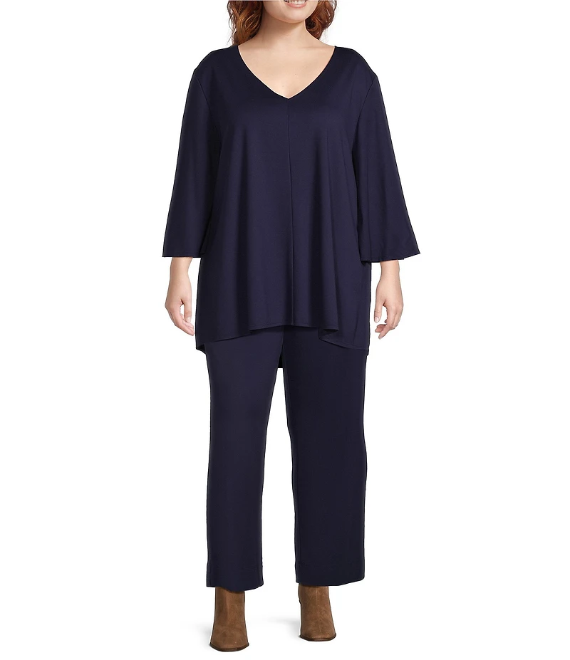 Bryn Walker Plus Size Anka Ponti Elastic Waist Straight Leg Pants