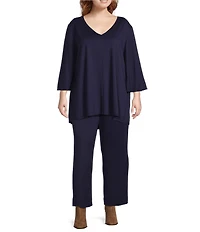 Bryn Walker Plus Size Anka Ponti Elastic Waist Straight Leg Pants