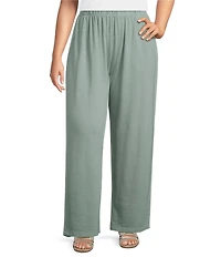 Bryn Walker Plus Size Bamboo Blend French Terry Elastic Waist Travel Pants