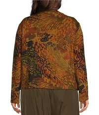 Bryn Walker Plus Size Belen Encanto Print Drape Collar Long Sleeve Shirt