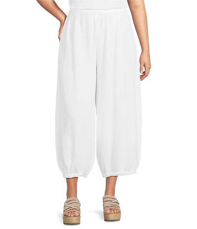 Bryn Walker Plus Size Campa Cotton Gauze Elastic Waist Balloon Banded Cuff Pants