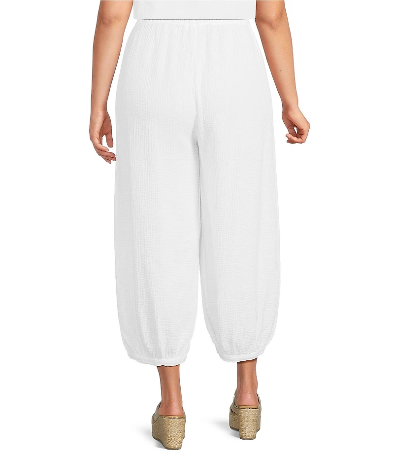 Bryn Walker Plus Size Campa Cotton Gauze Elastic Waist Balloon Banded Cuff Pants