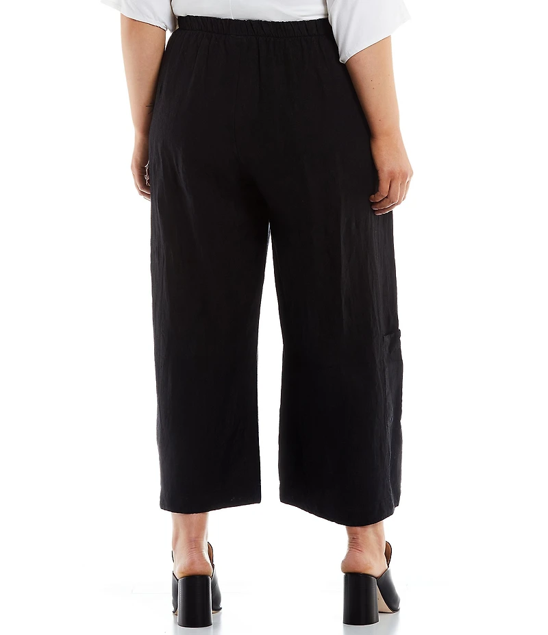 Bryn Walker Plus Size Casbah Light Linen Wide Leg Crop Pull-On Coordinating Pants