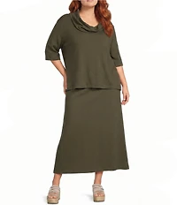 Bryn Walker Plus Size Cotton Jersey A-Line Pull-On Skirt