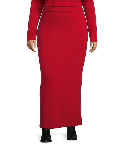 Bryn Walker Plus Size French Terry Flat Front Pencil Midi Skirt