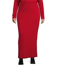 Bryn Walker Plus Size French Terry Flat Front Pencil Midi Skirt