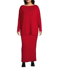 Bryn Walker Plus Size French Terry Flat Front Pencil Midi Skirt