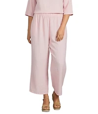 Bryn Walker Plus Size Light Linen Elastic Waist Wide Leg Flood Pants