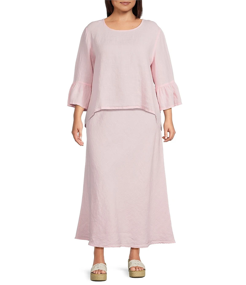 Bryn Walker Plus Size Light Linen Long Bias Skirt
