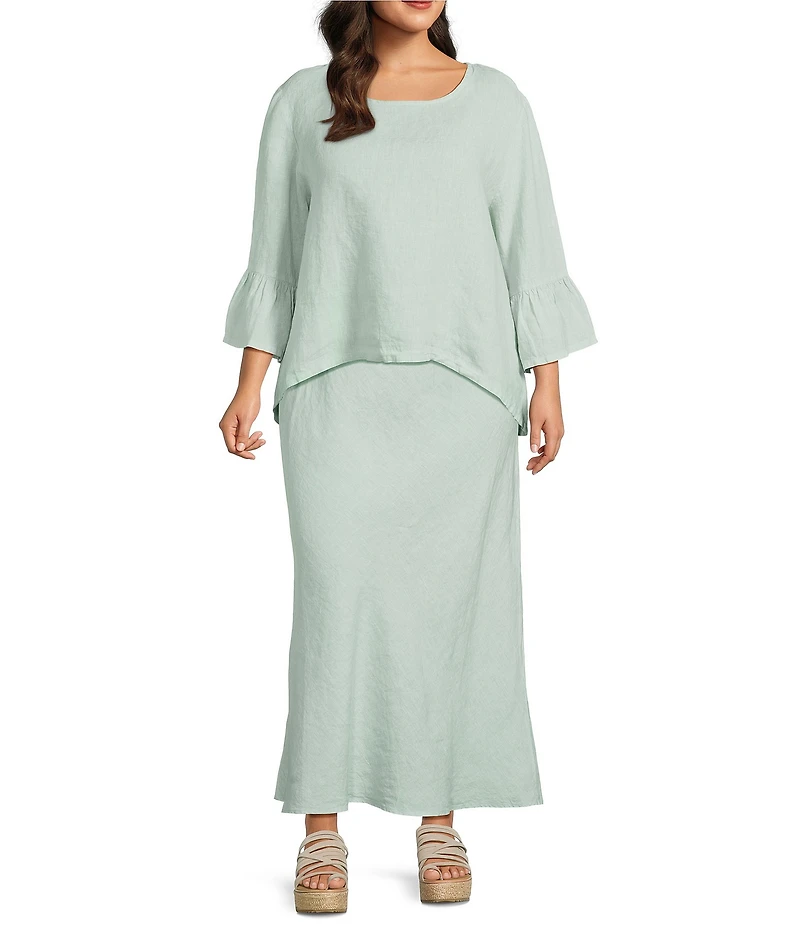 Bryn Walker Plus Size Light Linen Long Bias Skirt