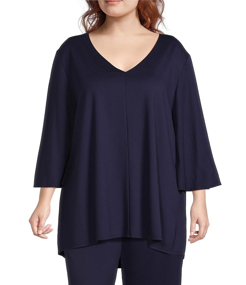 Bryn Walker Plus Size Lila Modal Ponti V-Neck 3/4 Sleeve Tunic