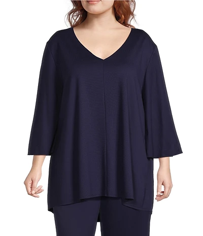 Bryn Walker Plus Size Lila Modal Ponti V-Neck 3/4 Sleeve Tunic