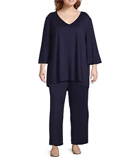 Bryn Walker Plus Size Lila Modal Ponti V-Neck 3/4 Sleeve Tunic