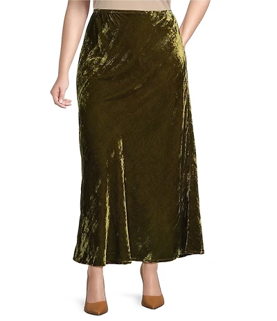 Bryn Walker Plus Size Maltinto Velvet A-Line Bias Pull-On Skirt
