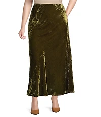 Bryn Walker Plus Size Maltinto Velvet A-Line Bias Pull-On Skirt