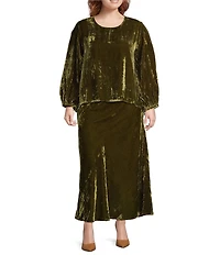 Bryn Walker Plus Size Maltinto Velvet A-Line Bias Pull-On Skirt