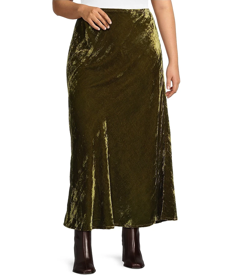 Bryn Walker Plus Size Maltinto Velvet A-Line Bias Pull-On Maxi Skirt