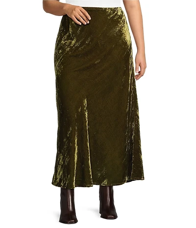 Bryn Walker Plus Size Maltinto Velvet A-Line Bias Pull-On Maxi Skirt