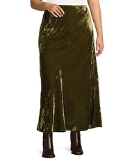 Bryn Walker Plus Size Maltinto Velvet A-Line Bias Pull-On Maxi Skirt