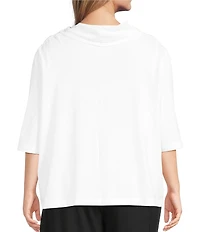 Bryn Walker Plus Size Nola Light Linen Cowl Neck Elbow Sleeve Oversized Shirt