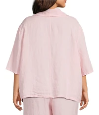 Bryn Walker Plus Size Nola Light Linen Cowl Neck Elbow Sleeve Oversized Shirt
