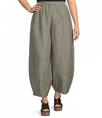 Bryn Walker Plus Size Oliver Cross-Dyed Linen Elastic Waist Lantern Pants