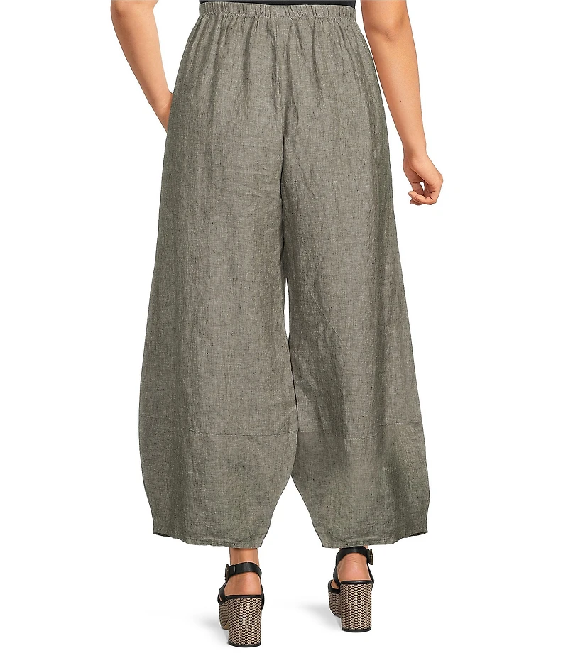 Bryn Walker Plus Size Oliver Cross-Dyed Linen Elastic Waist Lantern Pants