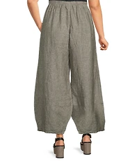 Bryn Walker Plus Size Oliver Cross-Dyed Linen Elastic Waist Lantern Pants