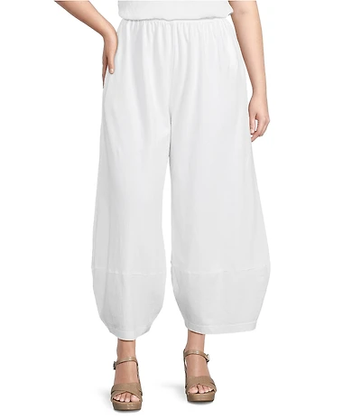 Bryn Walker Plus Size Olivier Cotton Jersey Elastic Waist Full Leg Lantern Pants