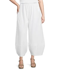 Bryn Walker Plus Size Olivier Cotton Jersey Elastic Waist Full Leg Lantern Pants