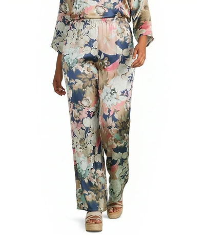 Bryn Walker Plus Size Osca Fiori Giardino Coordinating Flat Front Elastic Waist Wide Leg Pants