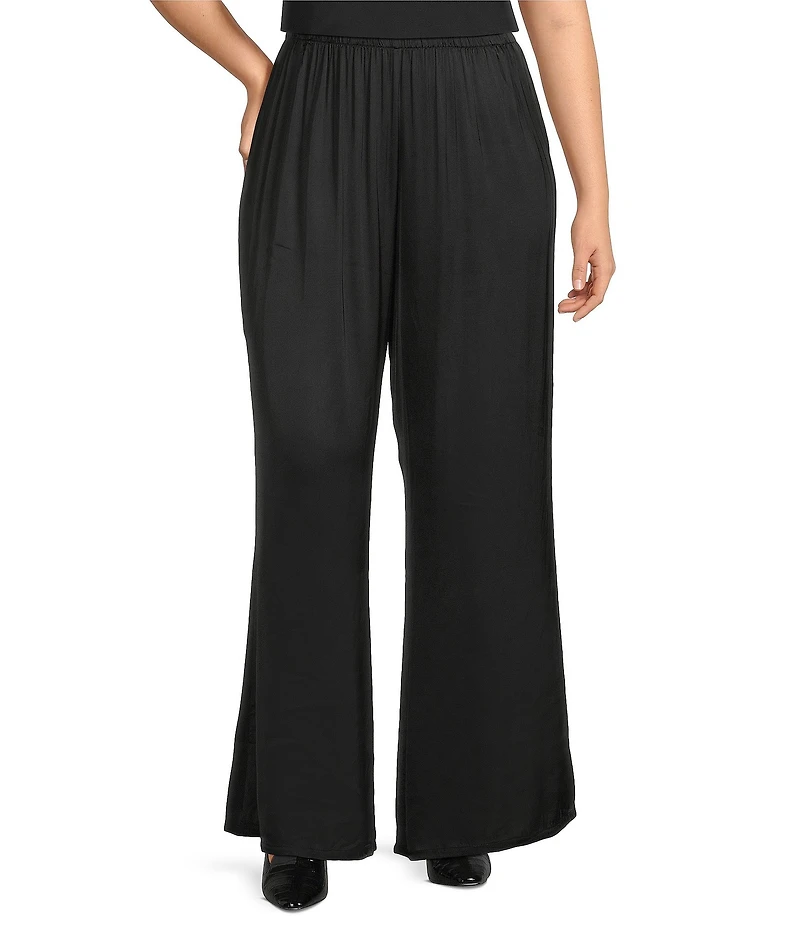 Bryn Walker Plus Size Osca Satin Elastic Waist Side Leg Pants