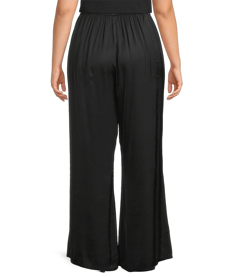 Bryn Walker Plus Size Osca Satin Elastic Waist Side Leg Pants