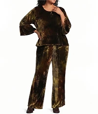Bryn Walker Plus Size Osca Velvet Wide-Leg Pull-On Pant