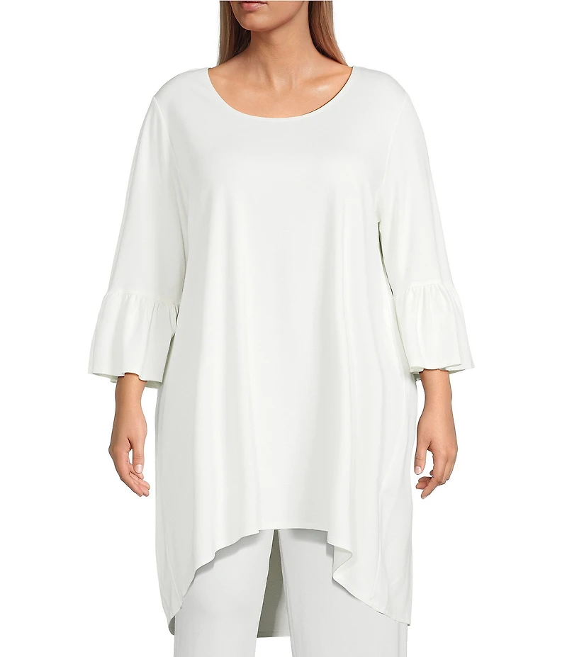 Bryn Walker Plus Size Phryne Modal Ponti Round Neck 3/4 Bell Sleeve Tunic