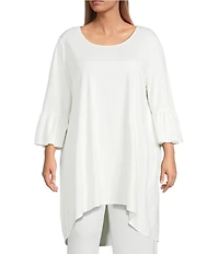 Bryn Walker Plus Size Phryne Modal Ponti Round Neck 3/4 Bell Sleeve Tunic