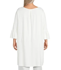 Bryn Walker Plus Size Phryne Modal Ponti Round Neck 3/4 Bell Sleeve Tunic