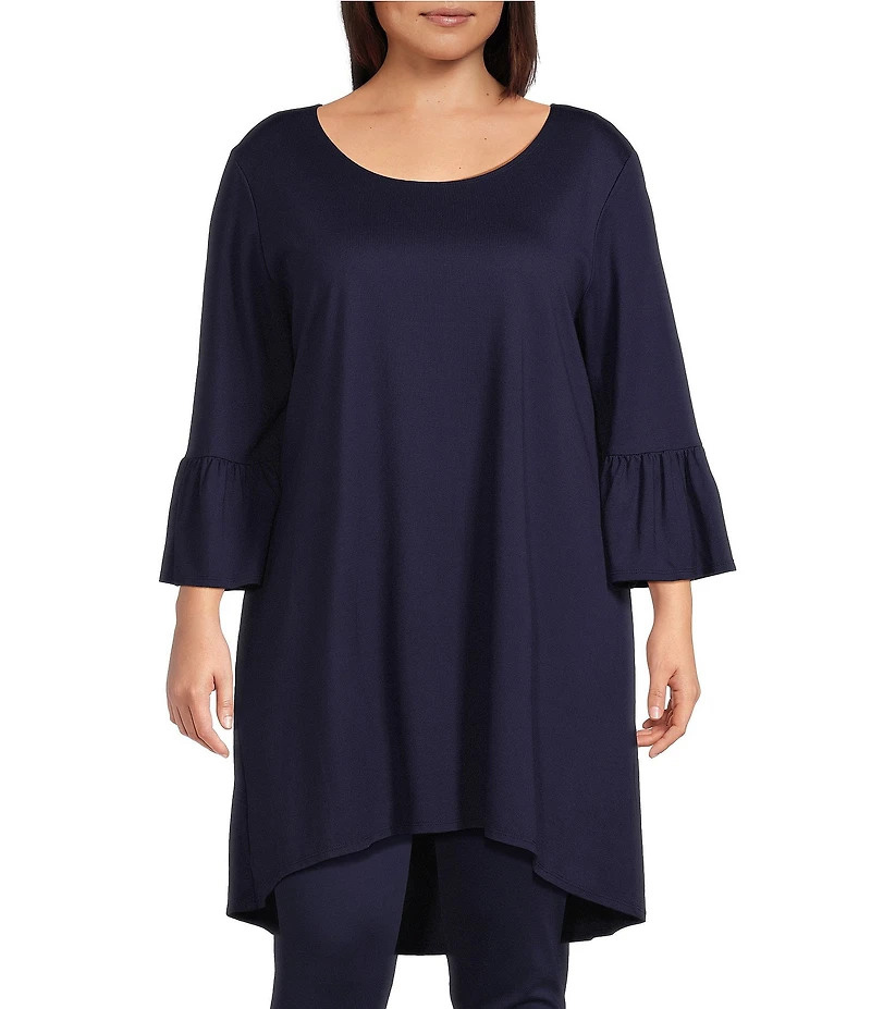 Bryn Walker Plus Size Phryne Modal Ponti Round Neck 3/4 Bell Sleeve Tunic